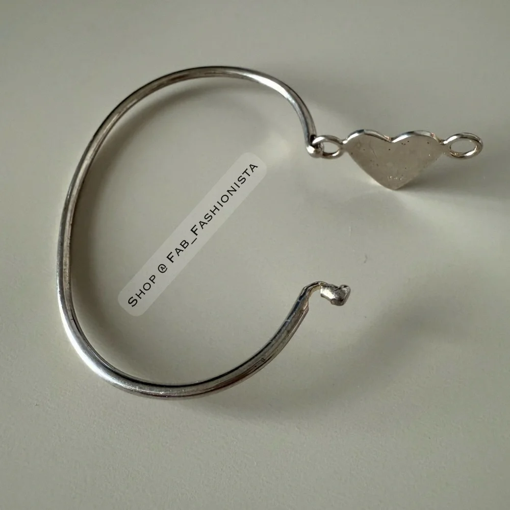 Sterling Silver Heart Bangle Bracelet
